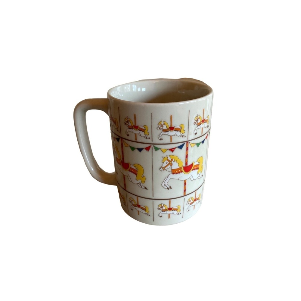 Otagiri Carousel Horse Cup Mug Repeating Pattern Japan